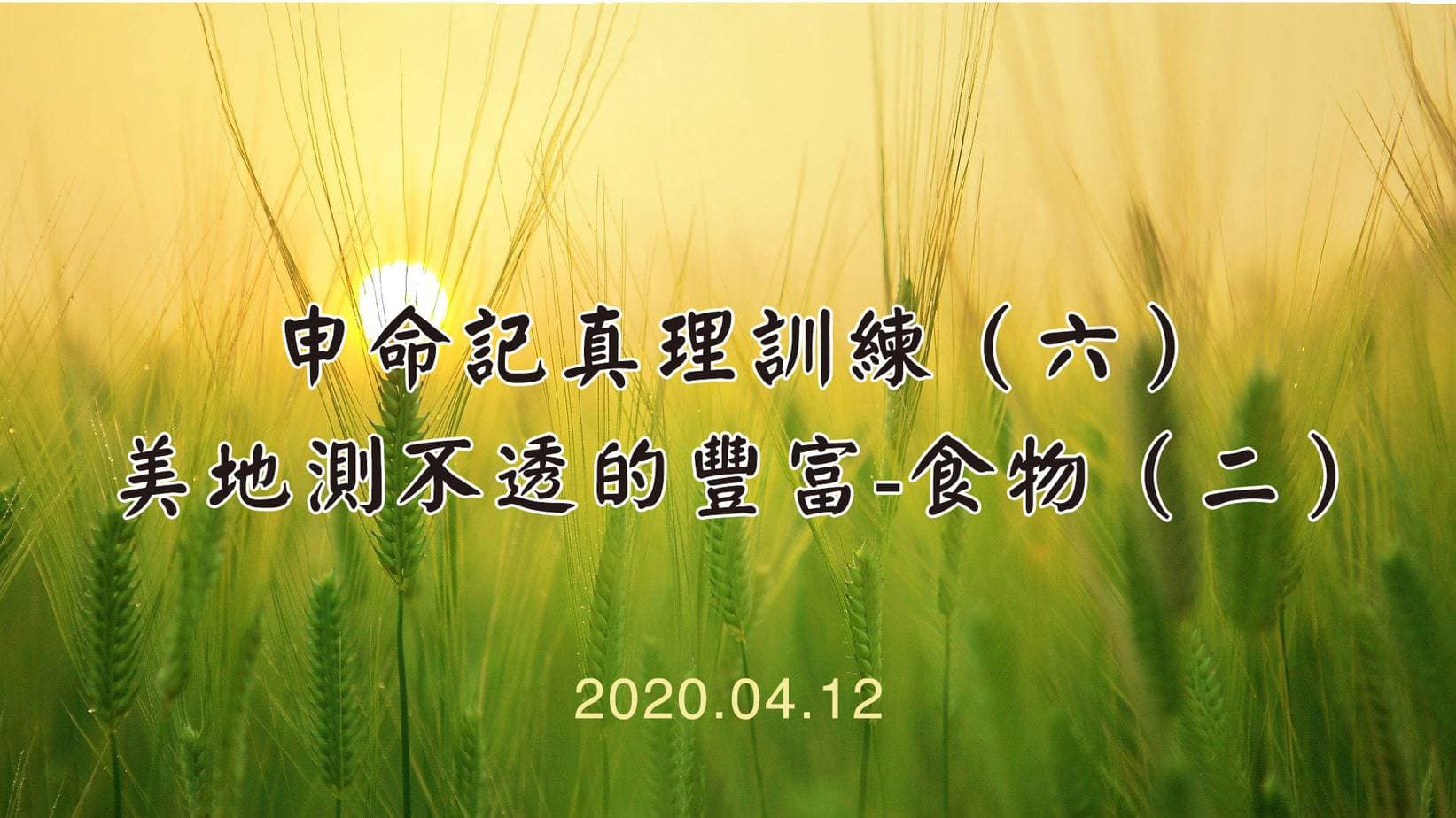 Read more about the article 20200412真理訓練-申命記(六) 美地測不透的豐富-食物(二)