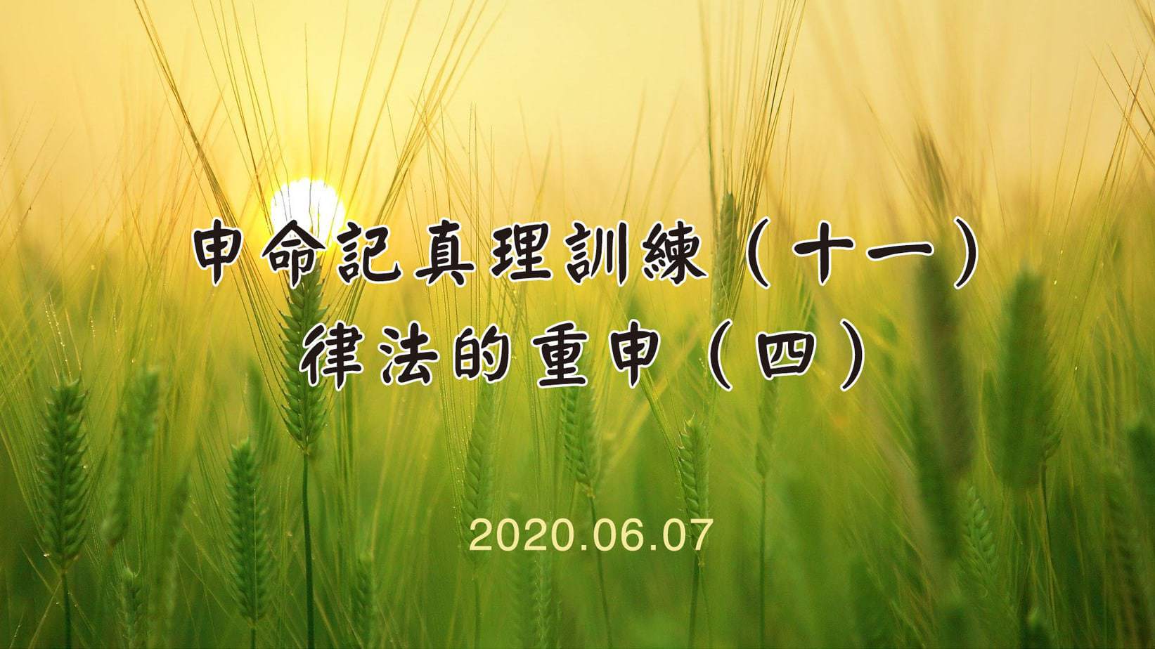 Read more about the article 20200607申命記真理訓練(十一)律法的重申(4)