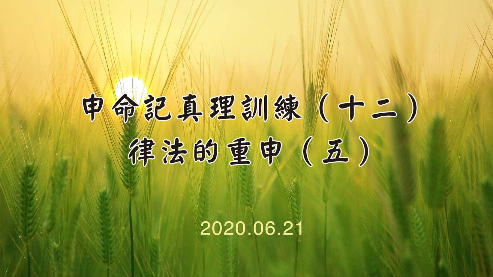 Read more about the article 20200621申命記真理訓練(十二)律法的重申(5)