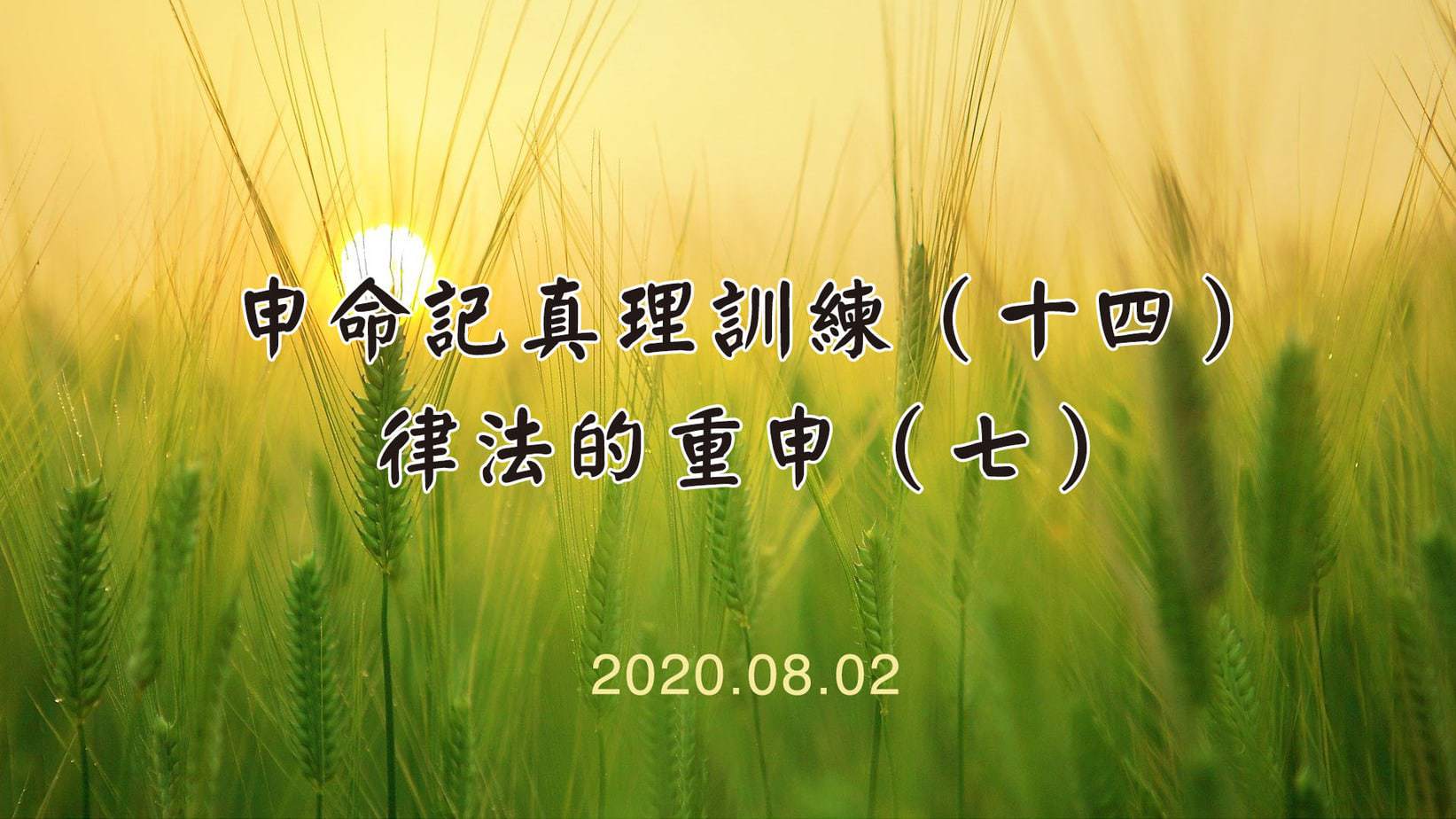 Read more about the article 20200802申命記真理訓練(十四)律法的重申(7)
