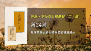 Read more about the article 半年度訓練2024- 第二十四週 恩賜的賜與者與神軍裝的構成成分