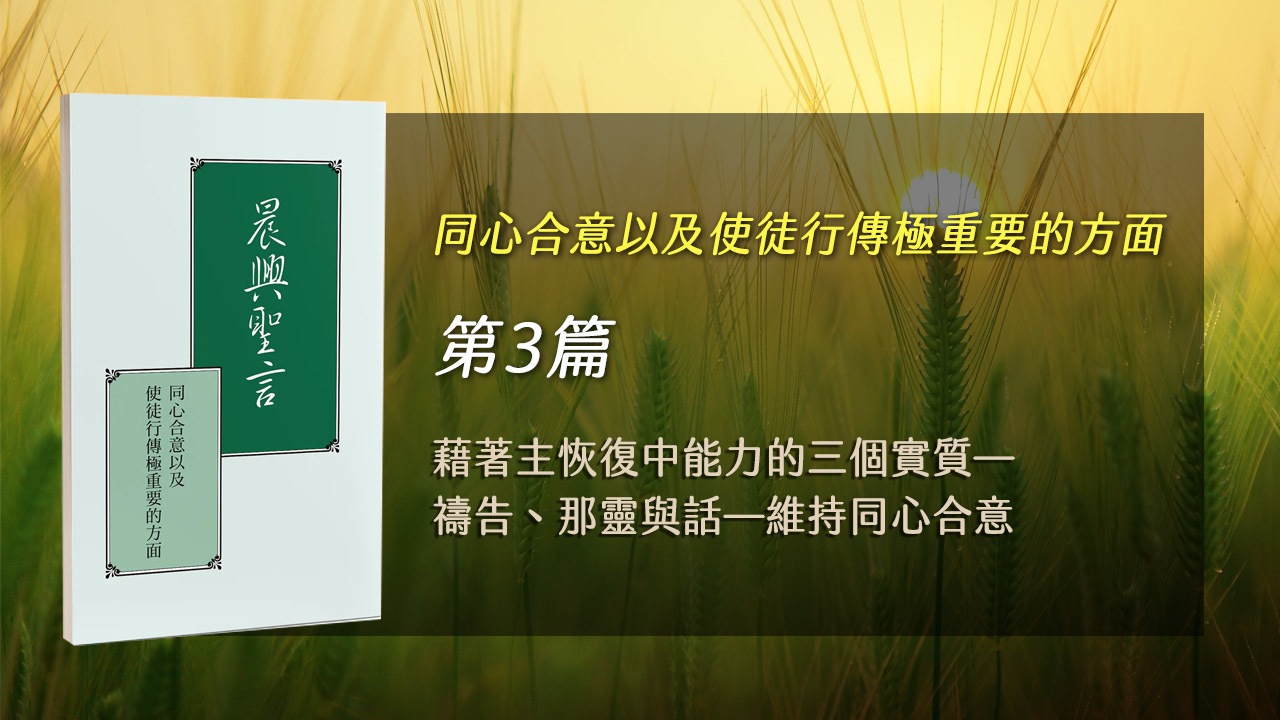 You are currently viewing 國際長老訓練2025- 第三週 藉着主恢復中能力的三個實質-禱告,那靈與話-維持同心合意