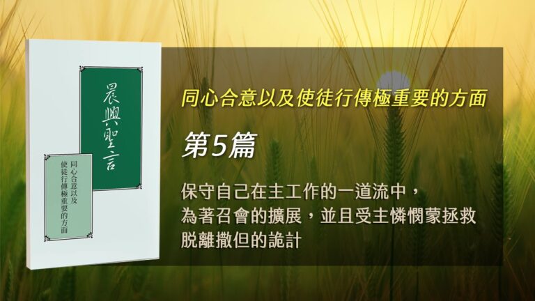 Read more about the article 國際長老訓練2025- 第五週 保守自己在主工作的一道流中,為着召會的擴展,並且受主憐憫蒙拯救脫離撒但的詭計