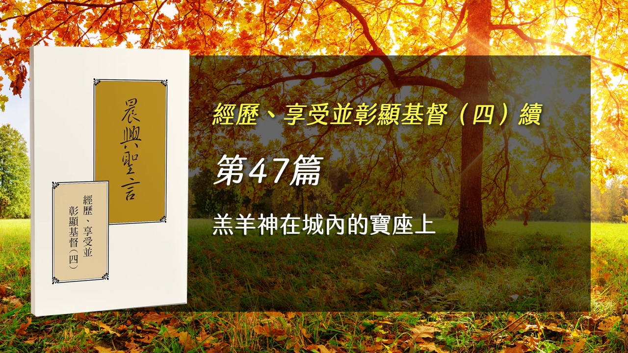 You are currently viewing 半年度訓練2025- 第四十七週 羔羊神在城內的寶座上